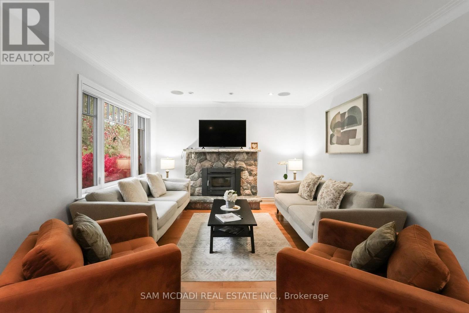 64 Wanita Road, Mississauga, ON - Indoor Photo Showing Living Room With Fireplace