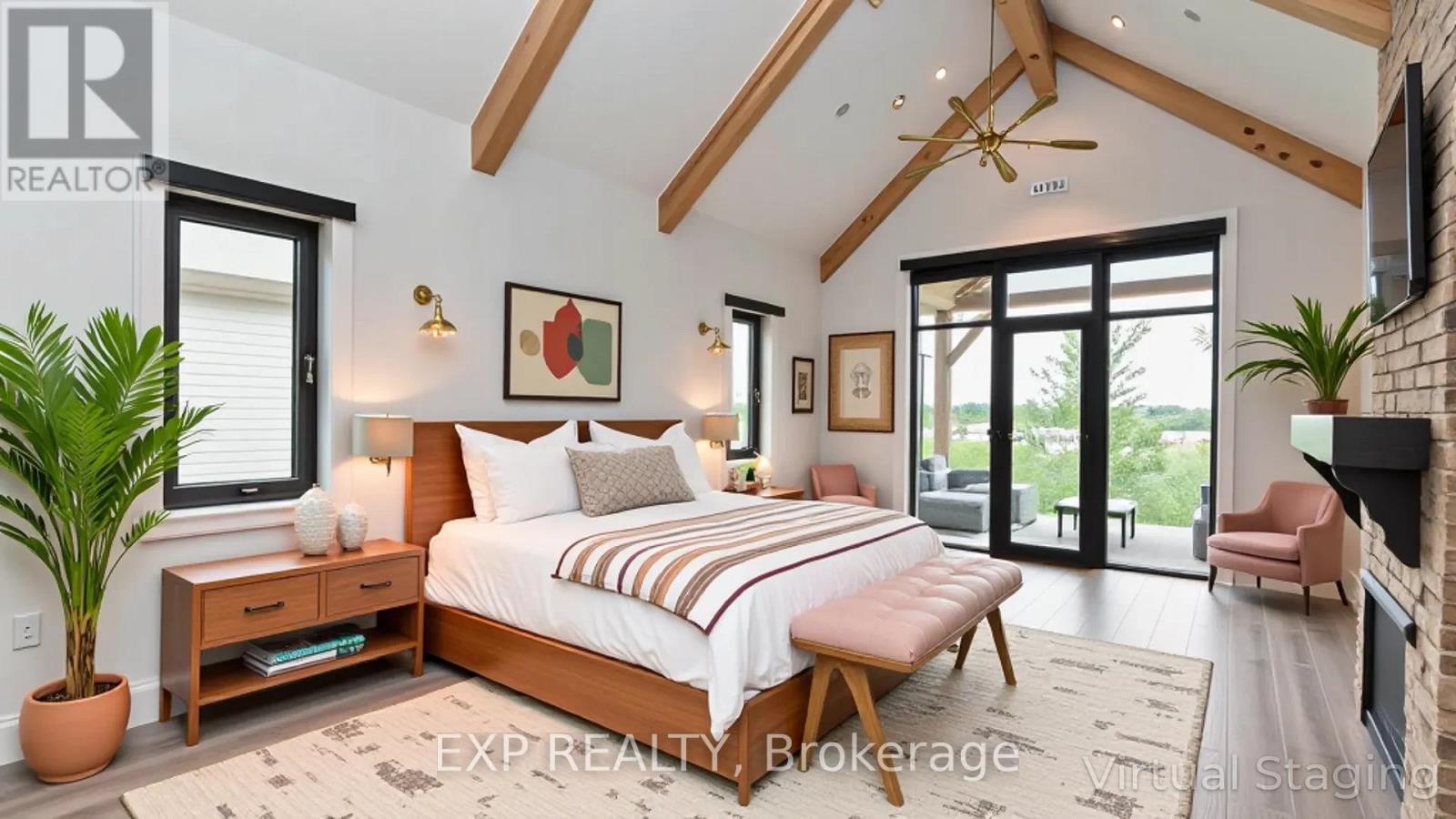 Virtually staged - alt. primary bedroom decor - 253 - 9861 Glendon Drive, Middlesex Centre (Komoka), ON