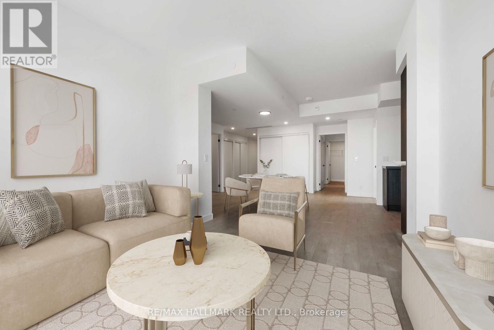 Virtually Staged - 1310 - 1050 Eastern Avenue, Toronto, ON - Indoor Photo Showing Living Room