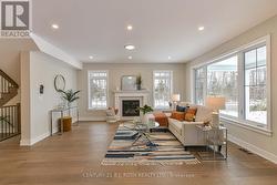 Living area with natural gas fireplace -