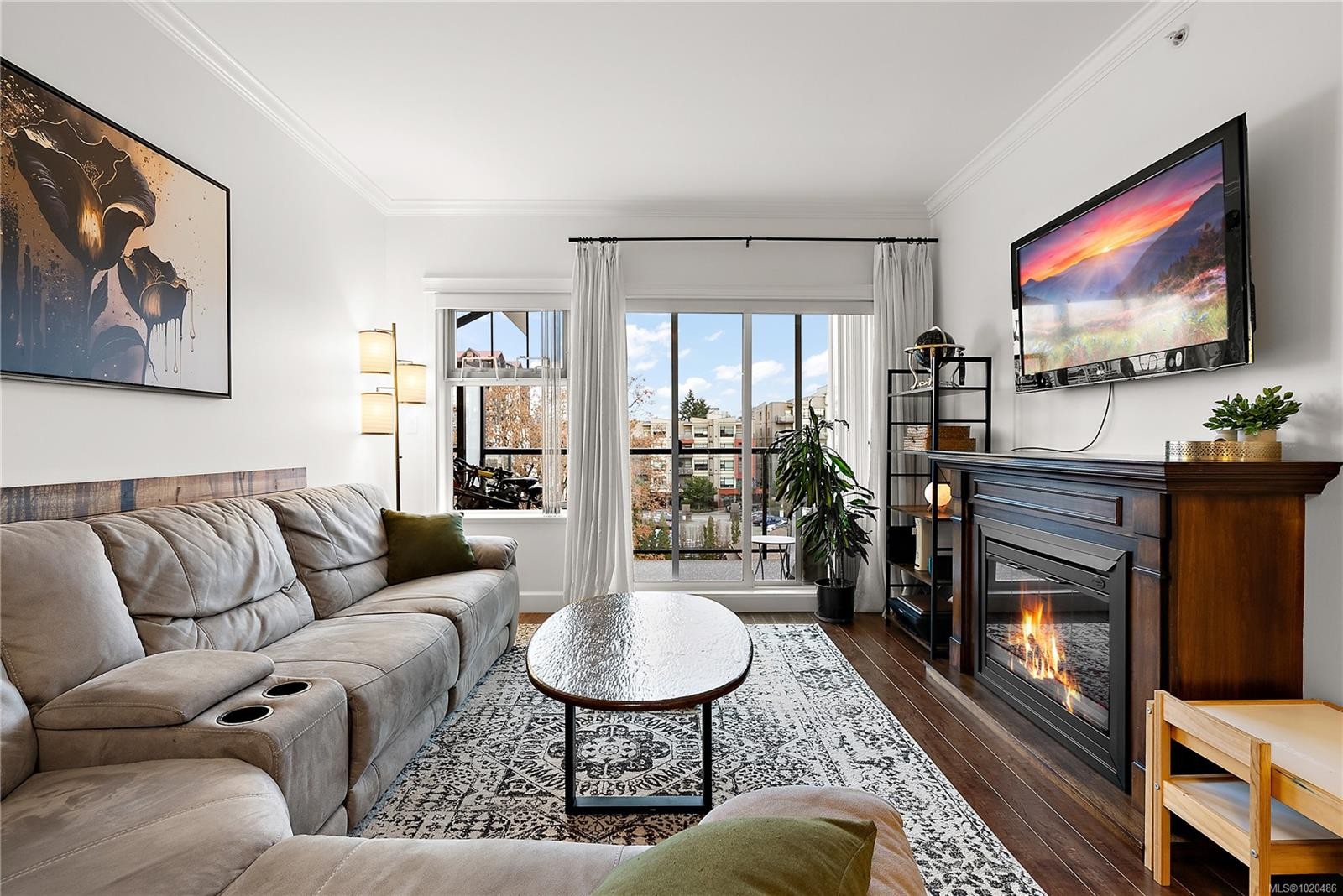 407-2881 Peatt Rd, Langford, BC - Indoor Photo Showing Living Room With Fireplace