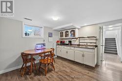 Lower kitchen and eating area. -