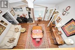 View from upper level down to dining/living room -