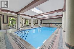 Indoor community pool with a skylight -