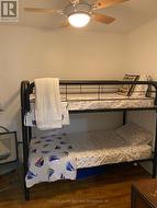 Bunk beds with window to back yard. -