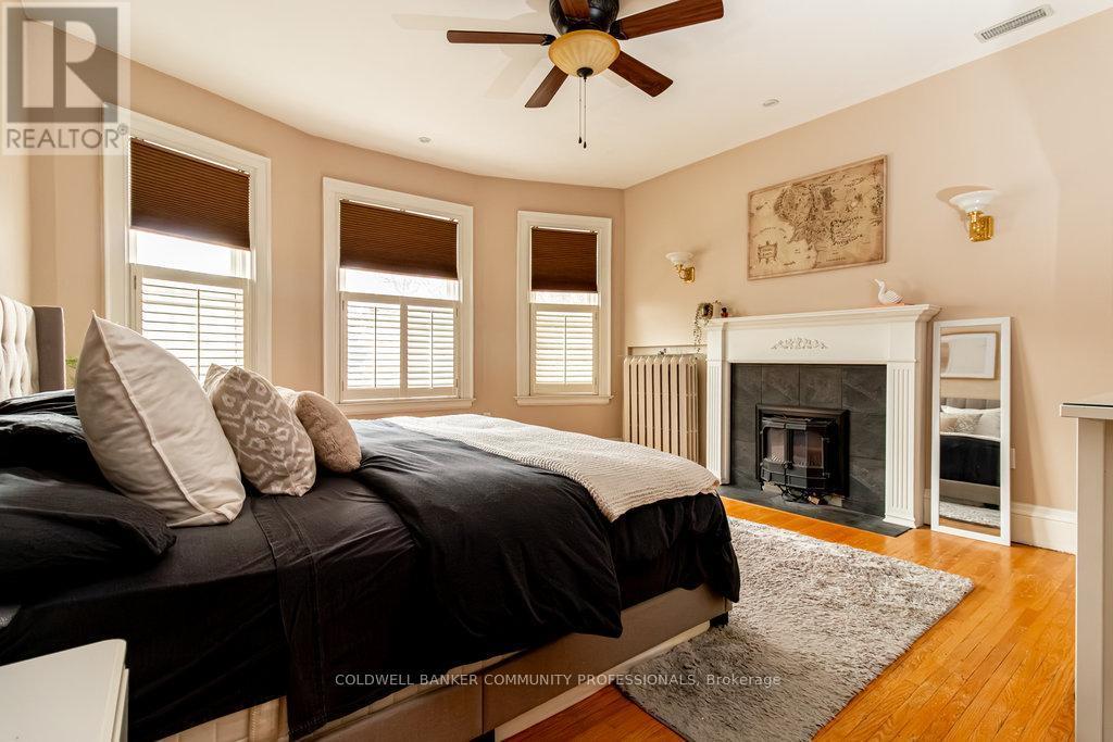34 Holton Avenue S, Hamilton, ON - Indoor Photo Showing Bedroom With Fireplace