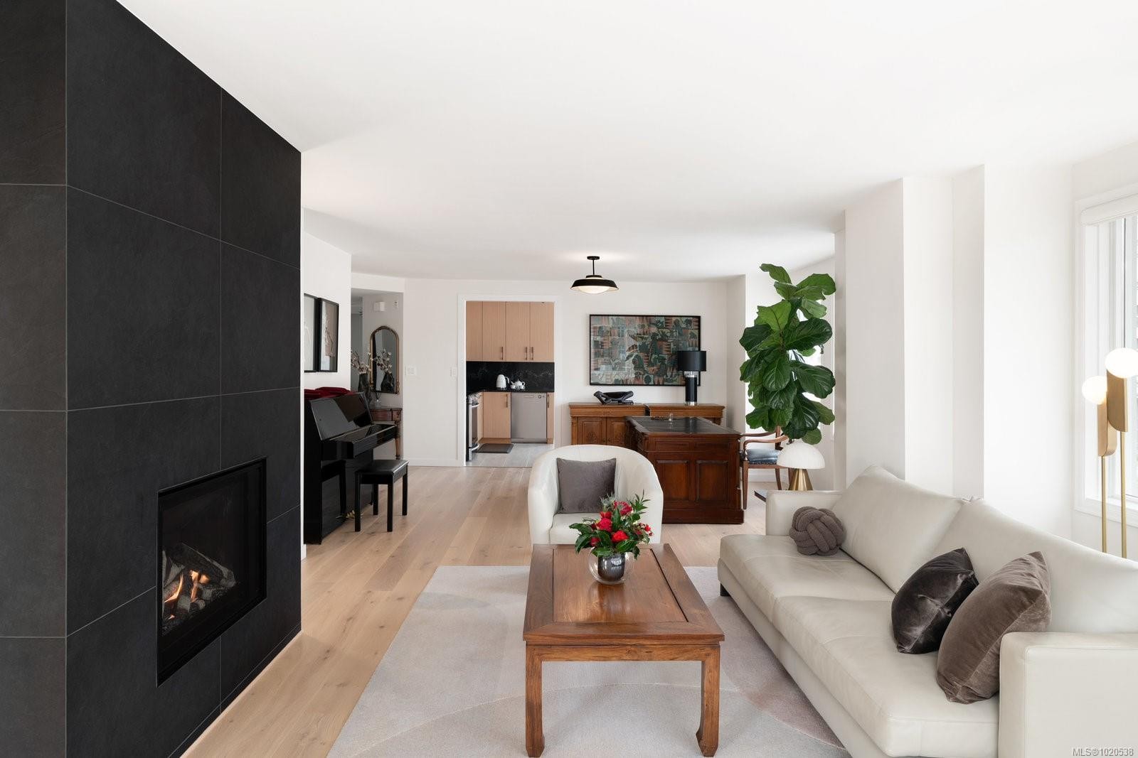 418-10 Paul Kane Pl, Victoria, BC - Indoor Photo Showing Living Room With Fireplace