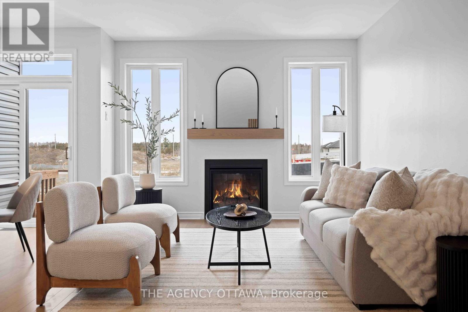 1150 Cope Drive, Ottawa, ON - Indoor Photo Showing Living Room With Fireplace
