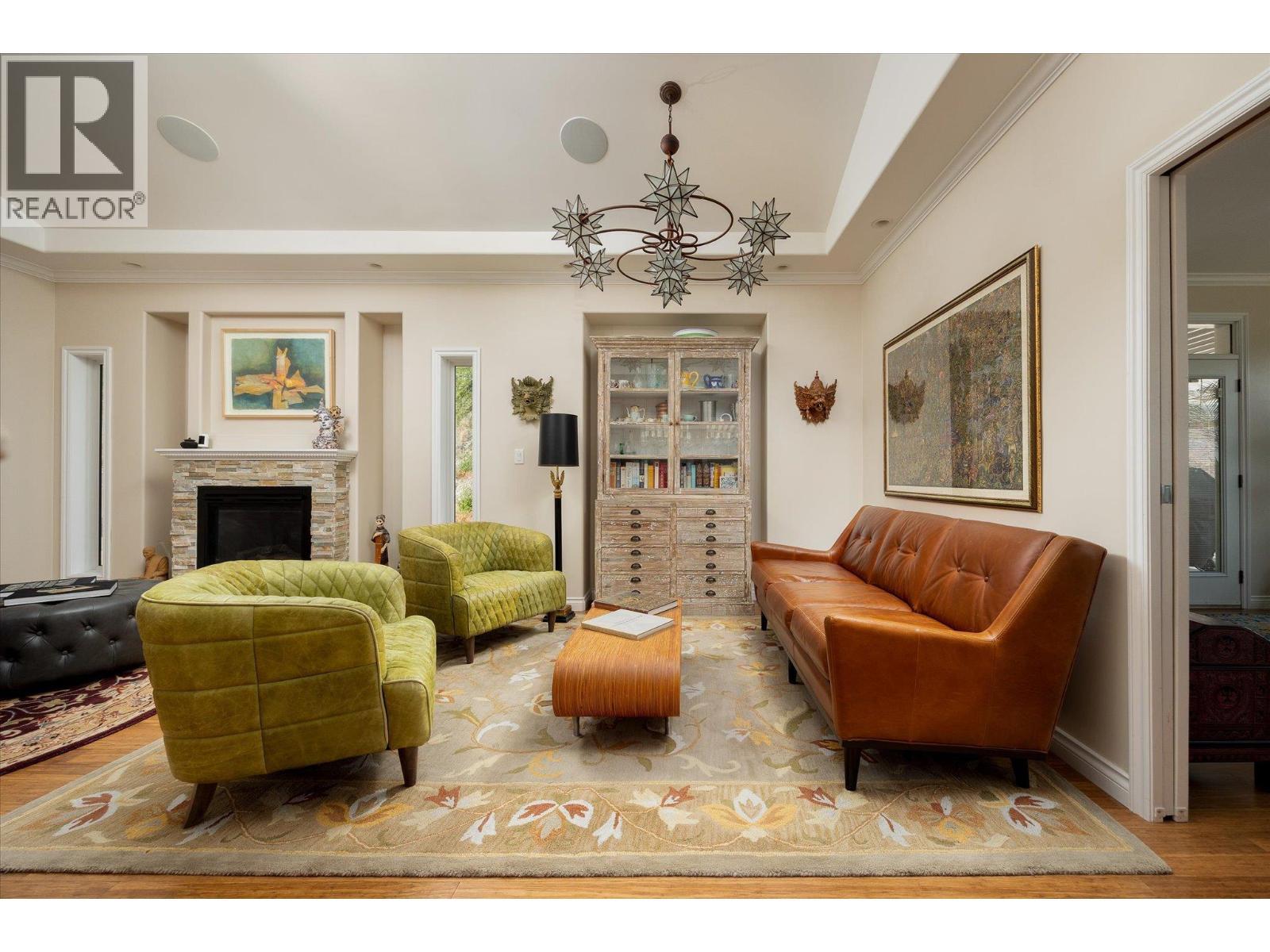 802 Coulthard Road, Cawston, BC - Indoor Photo Showing Living Room With Fireplace