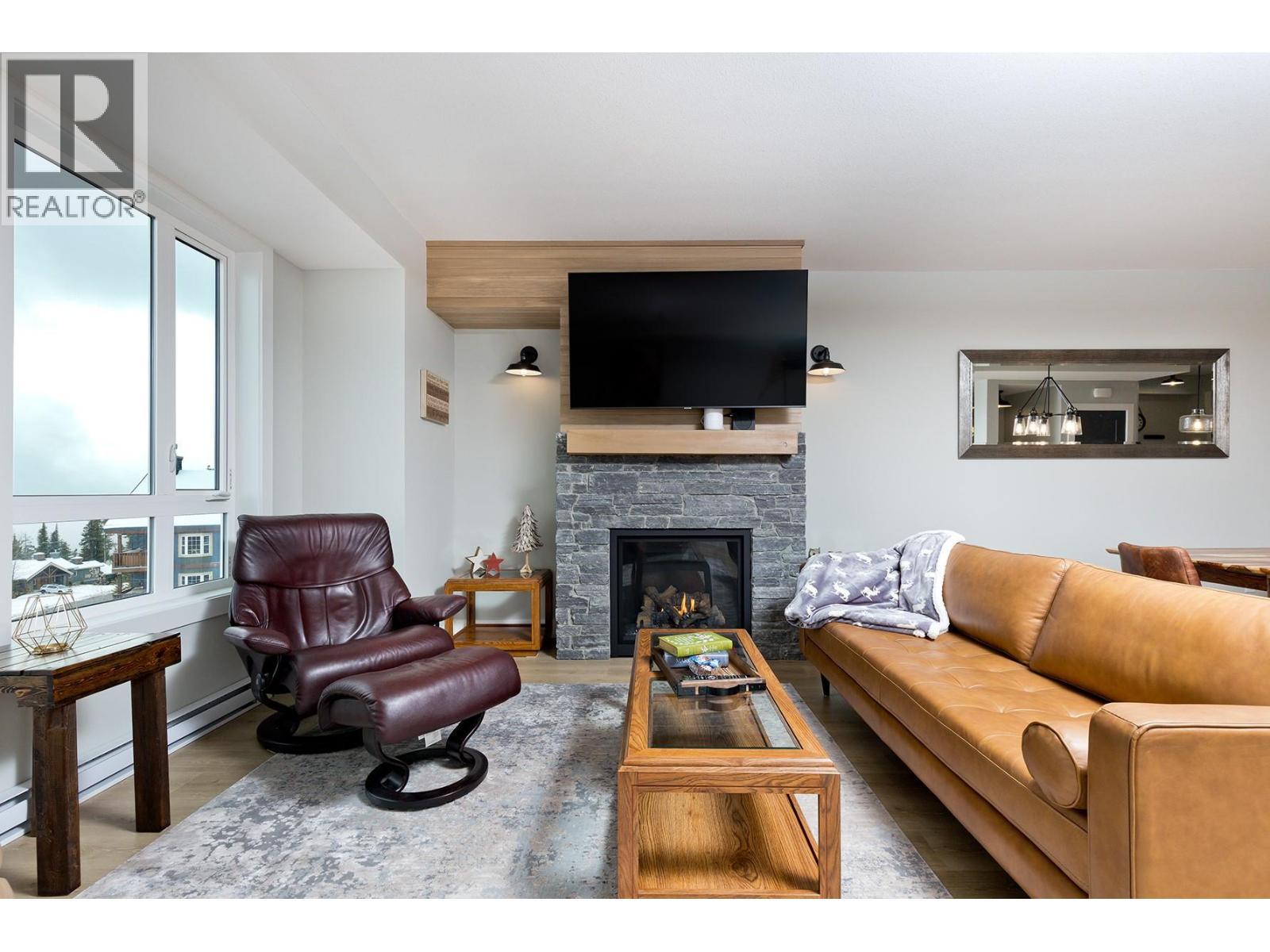 120 Grizzly Ridge Trail Unit# 12, Big White, BC - Indoor Photo Showing Living Room With Fireplace