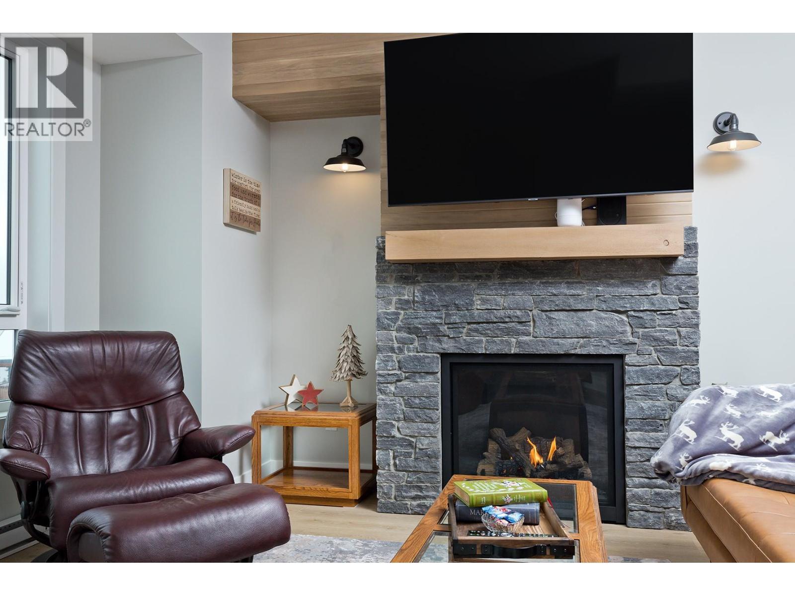120 Grizzly Ridge Trail Unit# 12, Big White, BC - Indoor Photo Showing Living Room With Fireplace