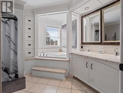A spacious main bathroom. -