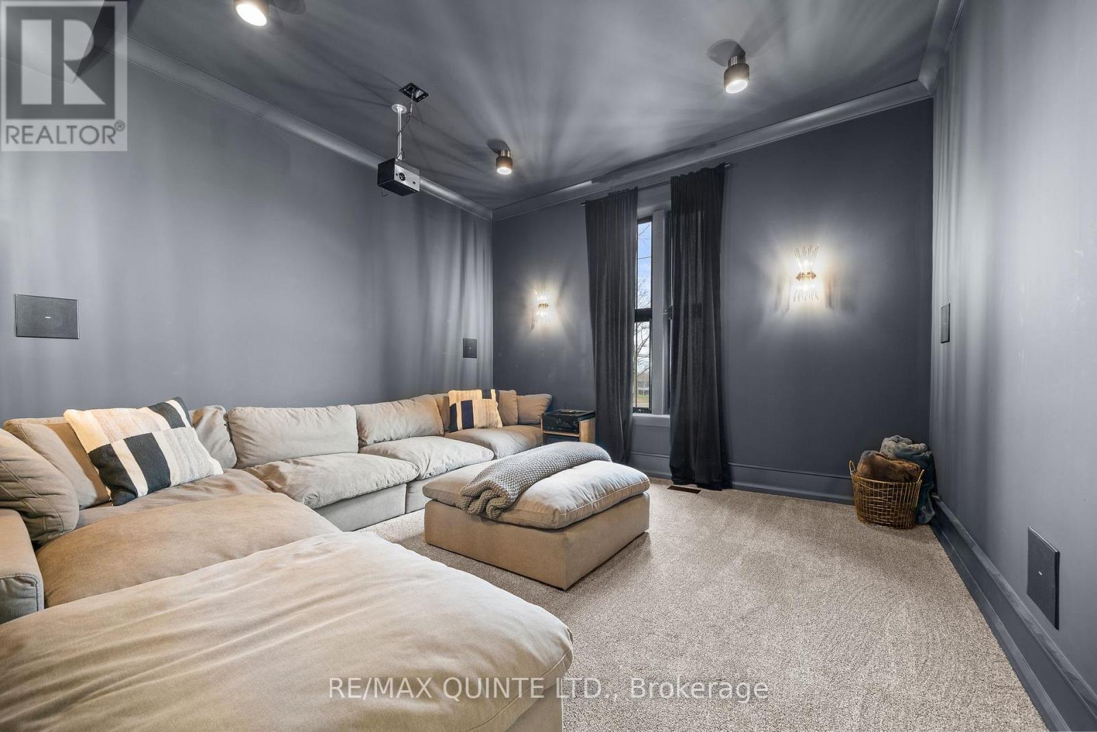 Theatre Room with projector and screen - 88 Bridge Street, Prince Edward County (Picton Ward), ON - Indoor