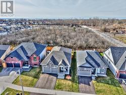 Aerial view of the backyard and deck -