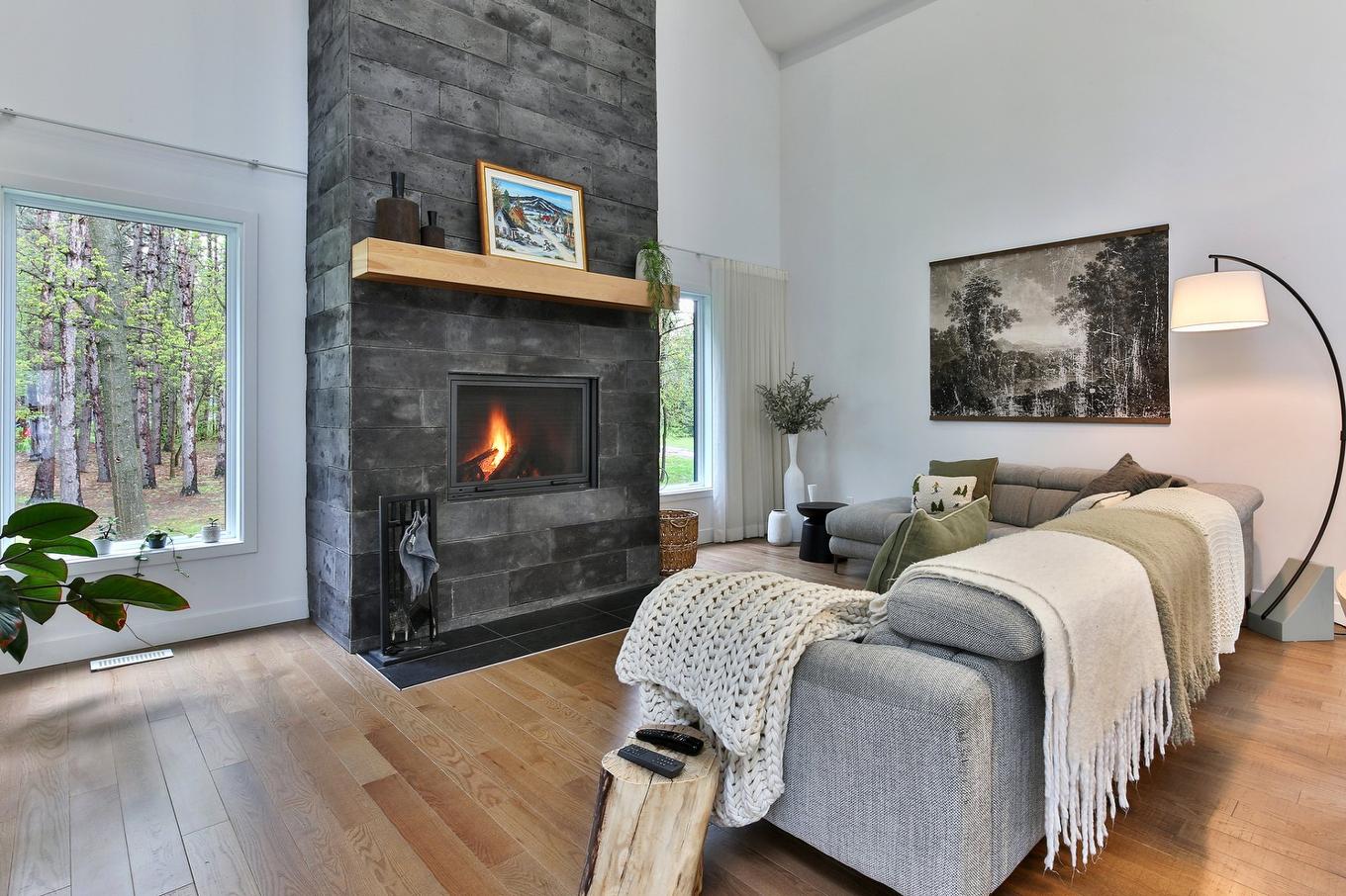 Salon - 1202 Rue Shefford, Bromont, QC - Indoor Photo Showing Living Room With Fireplace