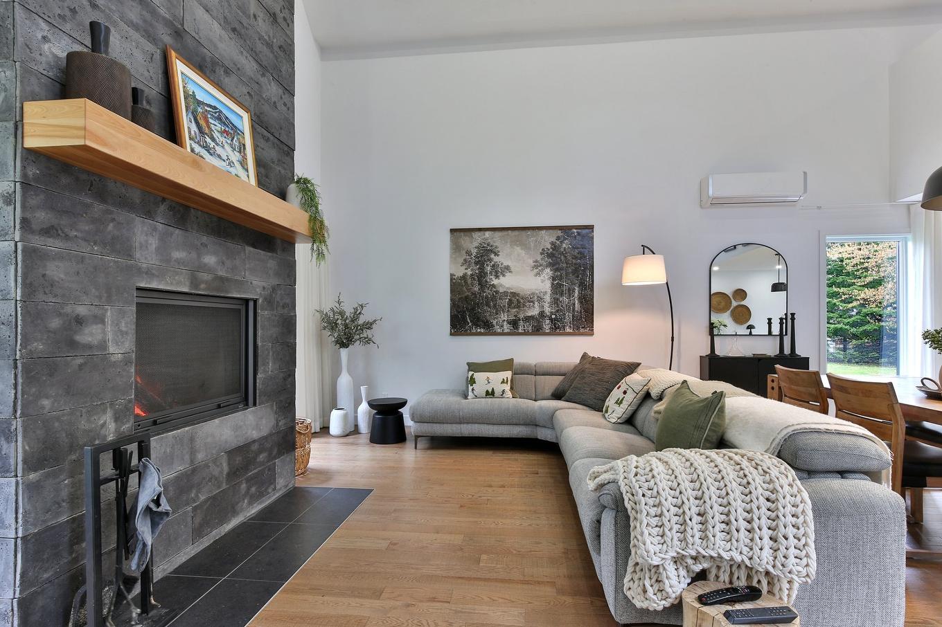 Salon - 1202 Rue Shefford, Bromont, QC - Indoor Photo Showing Living Room With Fireplace