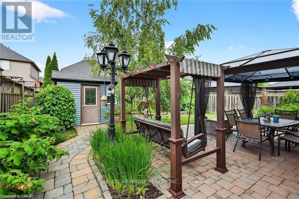 Yard w/gazebo, shed, fenced yard, interlock patio - 39 Wilbur Drive, Hamilton, ON - Outdoor