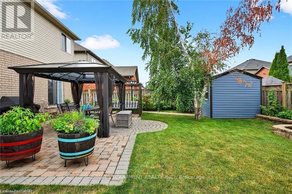 Yard w/gazebo, shed, fenced yard, interlock patio - 39 Wilbur Drive, Hamilton, ON - Outdoor