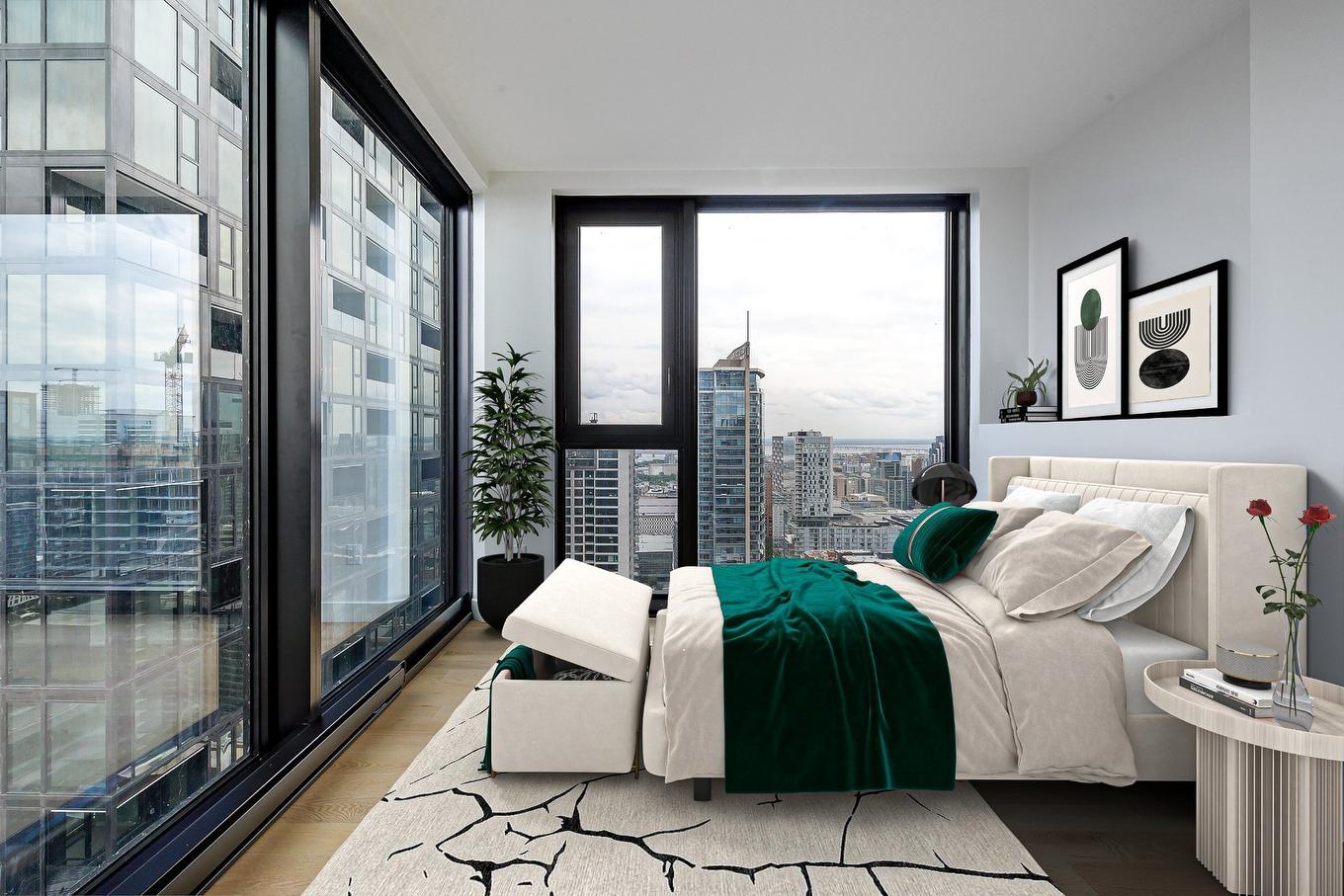 Primary bedroom - 3501-1245 Rue De Bleury, Montréal (Ville-Marie), QC - Indoor Photo Showing Bedroom