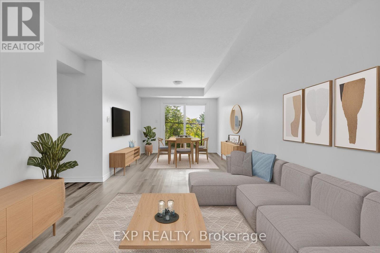 VIRTUALLY STAGED LIVING ROOM & DINNING - 103 - 5 Cityview Drive S, Guelph, ON - Indoor Photo Showing Living Room