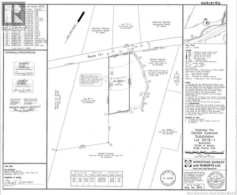 Lot 2019-1 Route 121, Bloomfield, NB