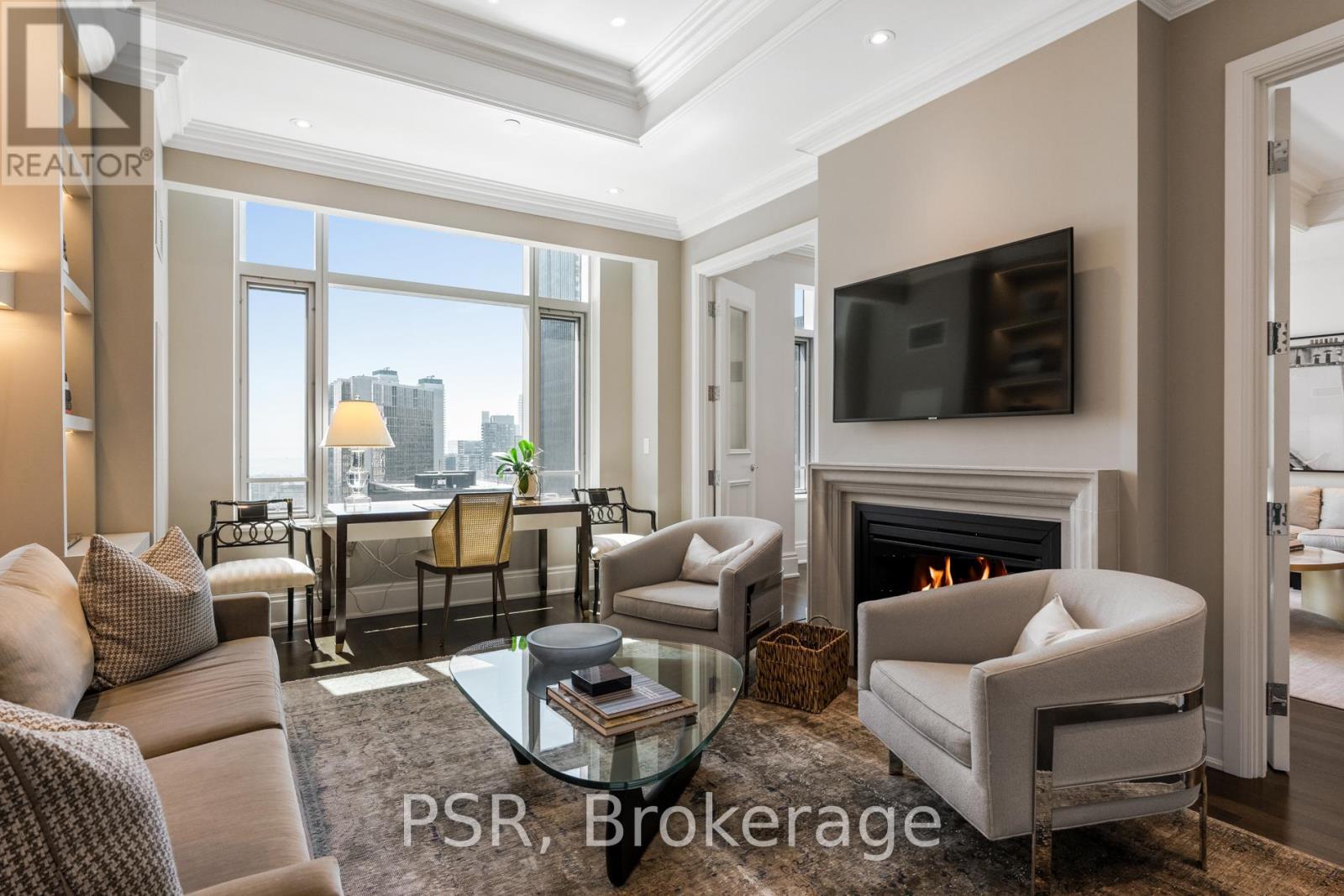 3605 - 311 Bay Street, Toronto, ON - Indoor Photo Showing Living Room With Fireplace