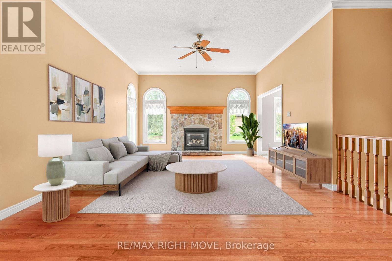 3 Thicketwood Place E, Ramara, ON - Indoor Photo Showing Living Room With Fireplace