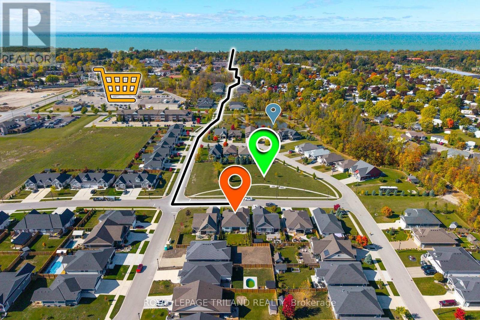 4 min walk to primary shopping centre as well - 26 Tattersall Lane, Lambton Shores (Grand Bend), ON - Outdoor With View