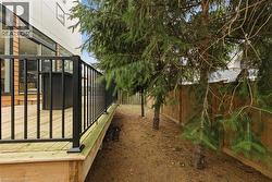 View of fenced backyard -
