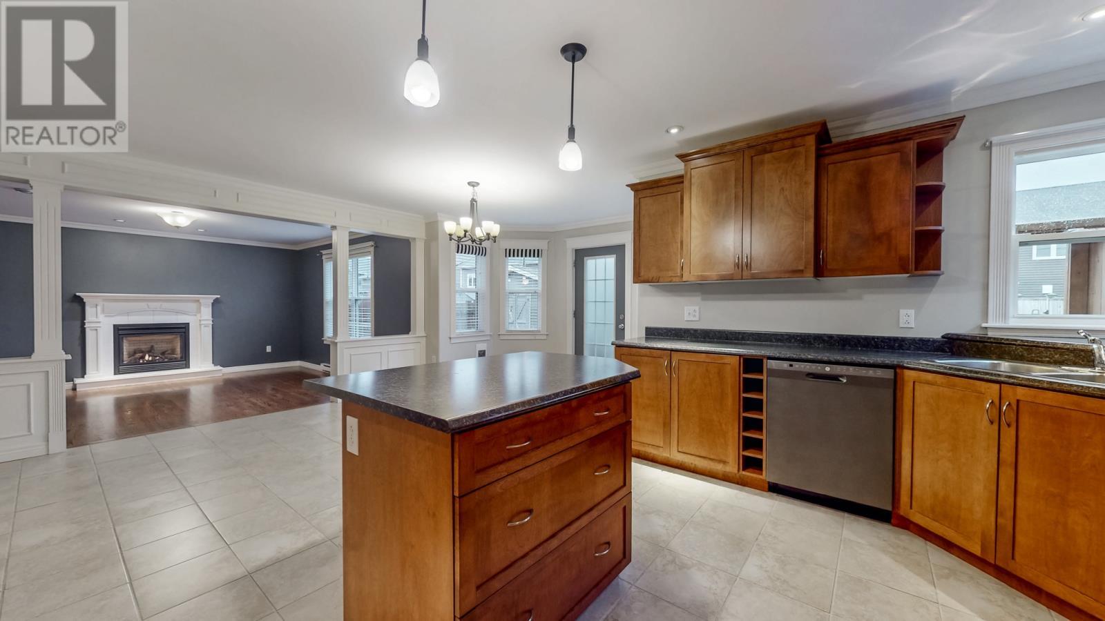 16 Palm Drive, St. John'S, NL - Indoor Photo Showing Kitchen With Fireplace