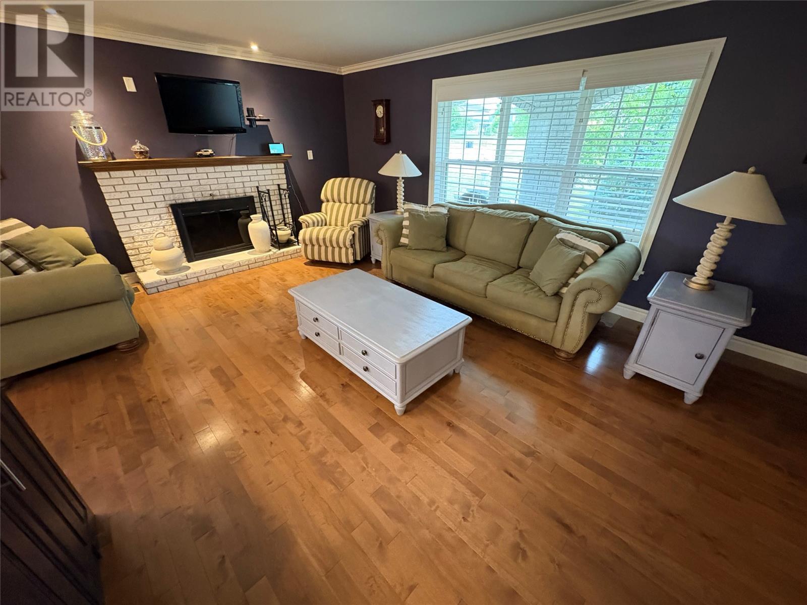 50 Thomas Street, Grand Falls Windsor, NL - Indoor Photo Showing Living Room With Fireplace