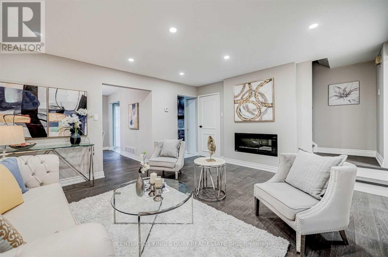 14 Grenbeck Drive, Toronto, ON - Indoor Photo Showing Living Room With Fireplace