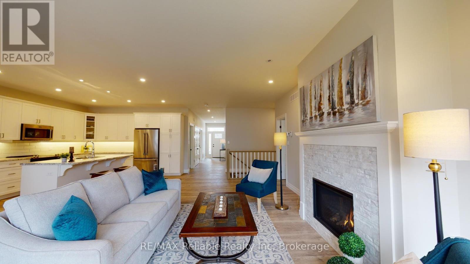 7 Thimbleweed Drive, Bluewater (Bayfield), ON - Indoor Photo Showing Living Room With Fireplace