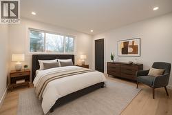 Primary bedroom virtually staged -