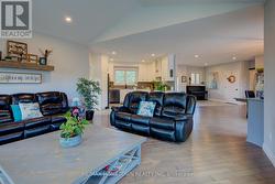 Living room view into kitchen -
