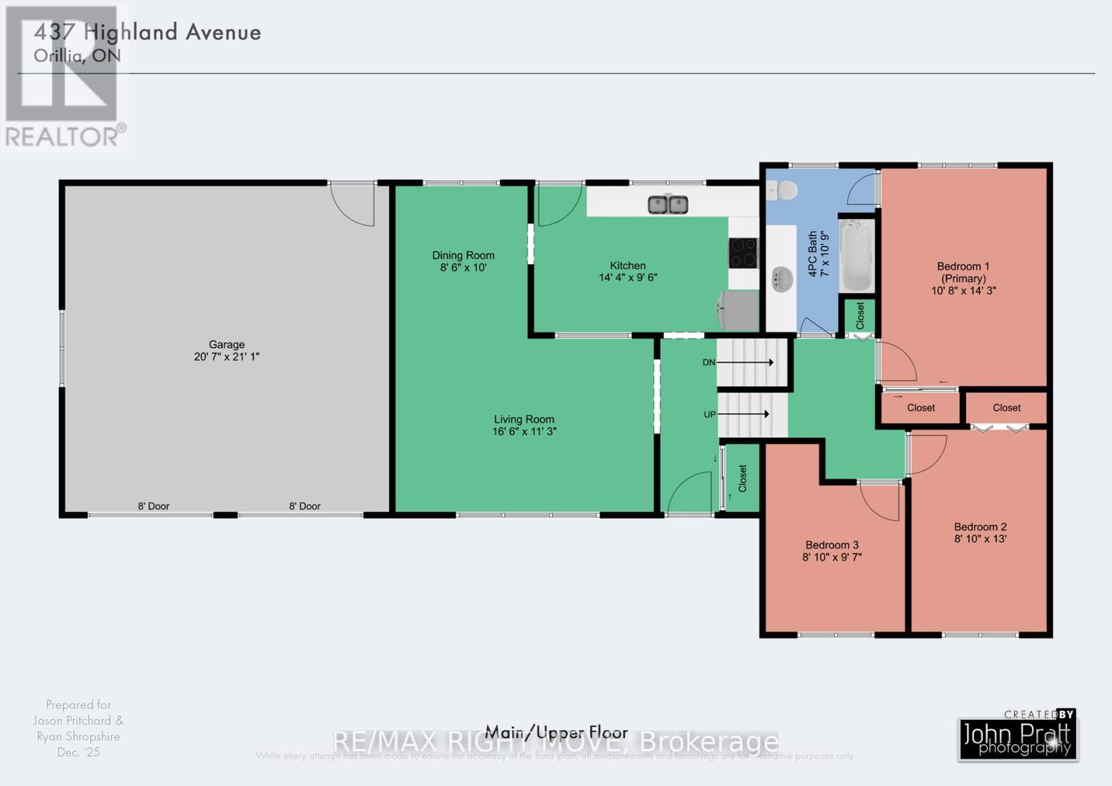 Main and Upper level room dimensions - 437 Highland Avenue, Orillia, ON - Other