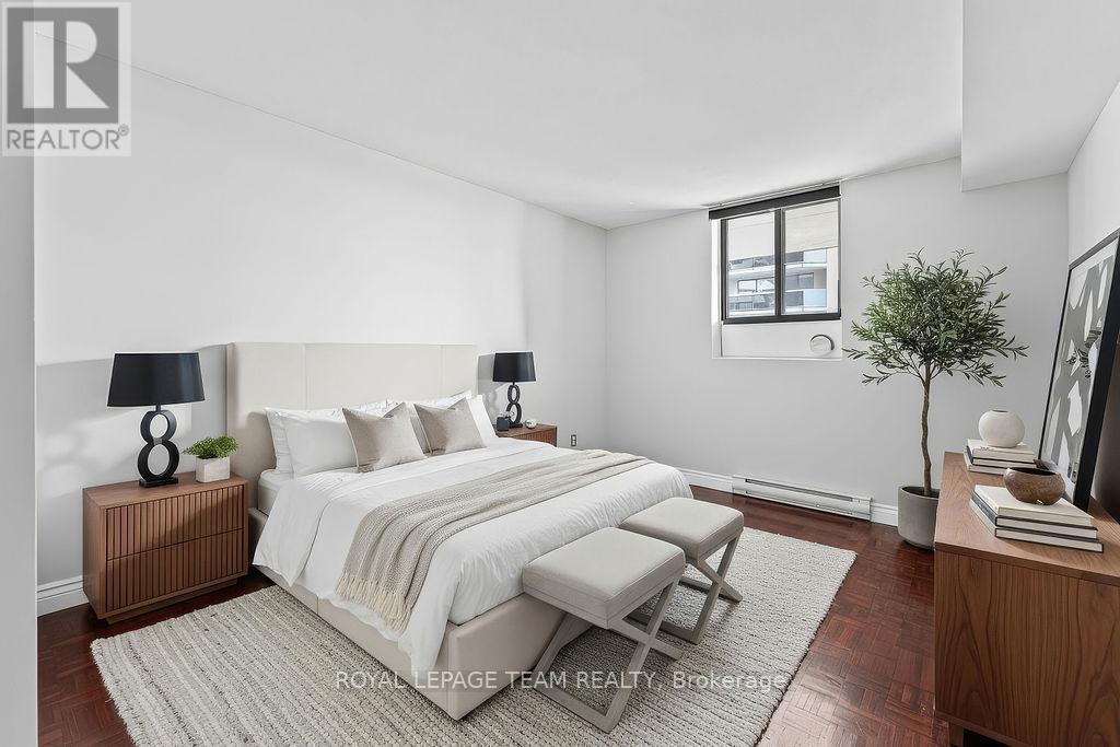 Virtually Staged photo of the bedroom - 906 - 475 Laurier Avenue W, Ottawa, ON - Indoor Photo Showing Bedroom