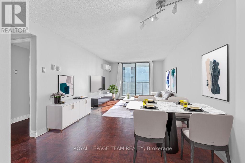 Virtually Staged photo of the living room - 906 - 475 Laurier Avenue W, Ottawa, ON - Indoor Photo Showing Dining Room