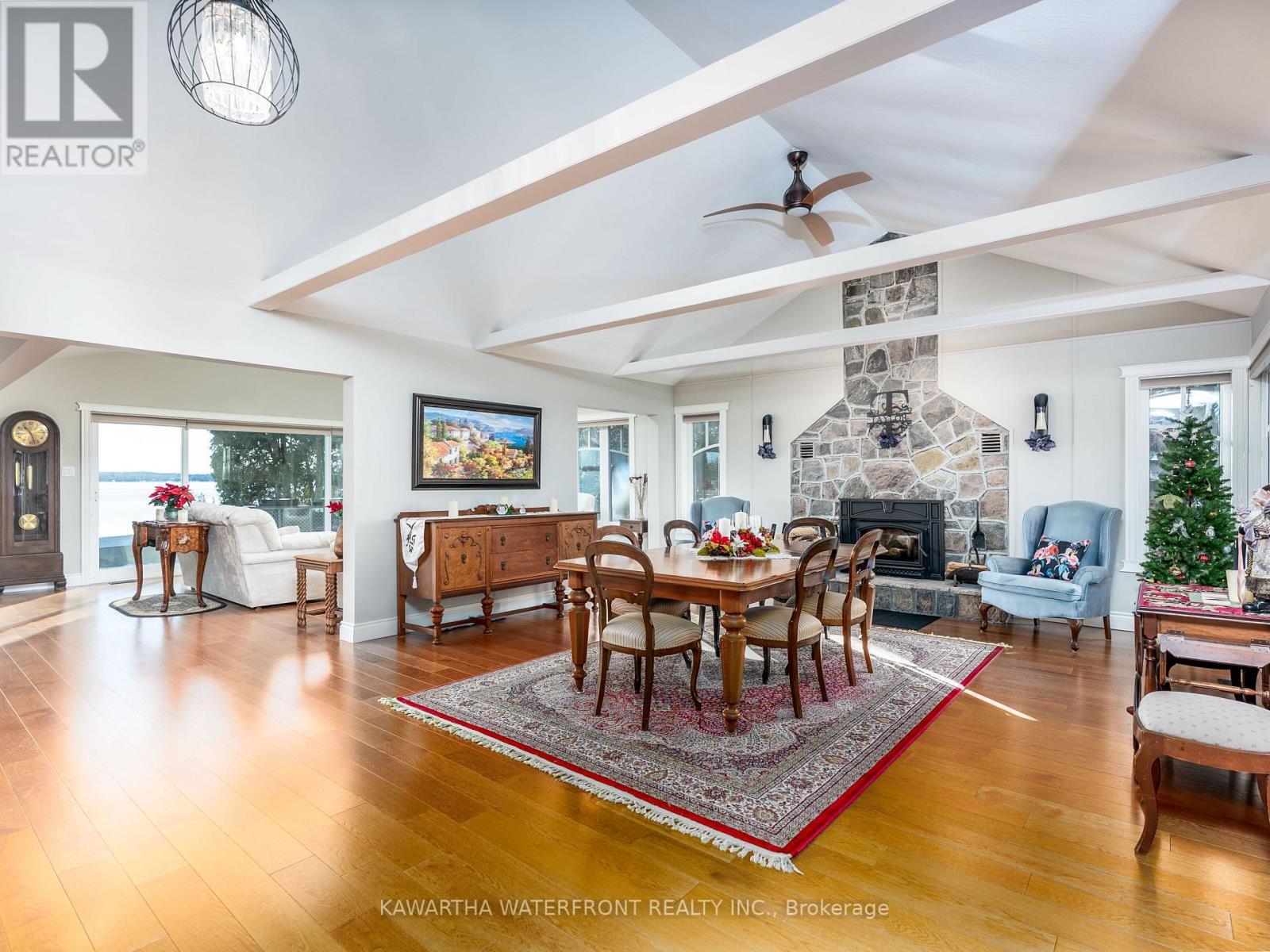 Dining Room - 48 Maple Avenue, Kawartha Lakes (Bexley), ON - Indoor Photo Showing Living Room With Fireplace