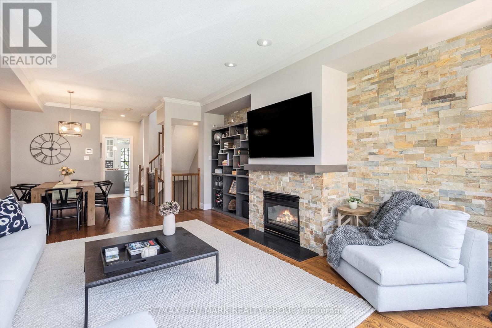 56 Kings Landing Private, Ottawa, ON - Indoor Photo Showing Living Room With Fireplace