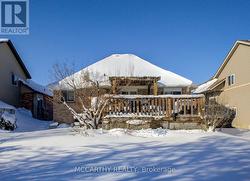 back yard view of the deck and covered area -