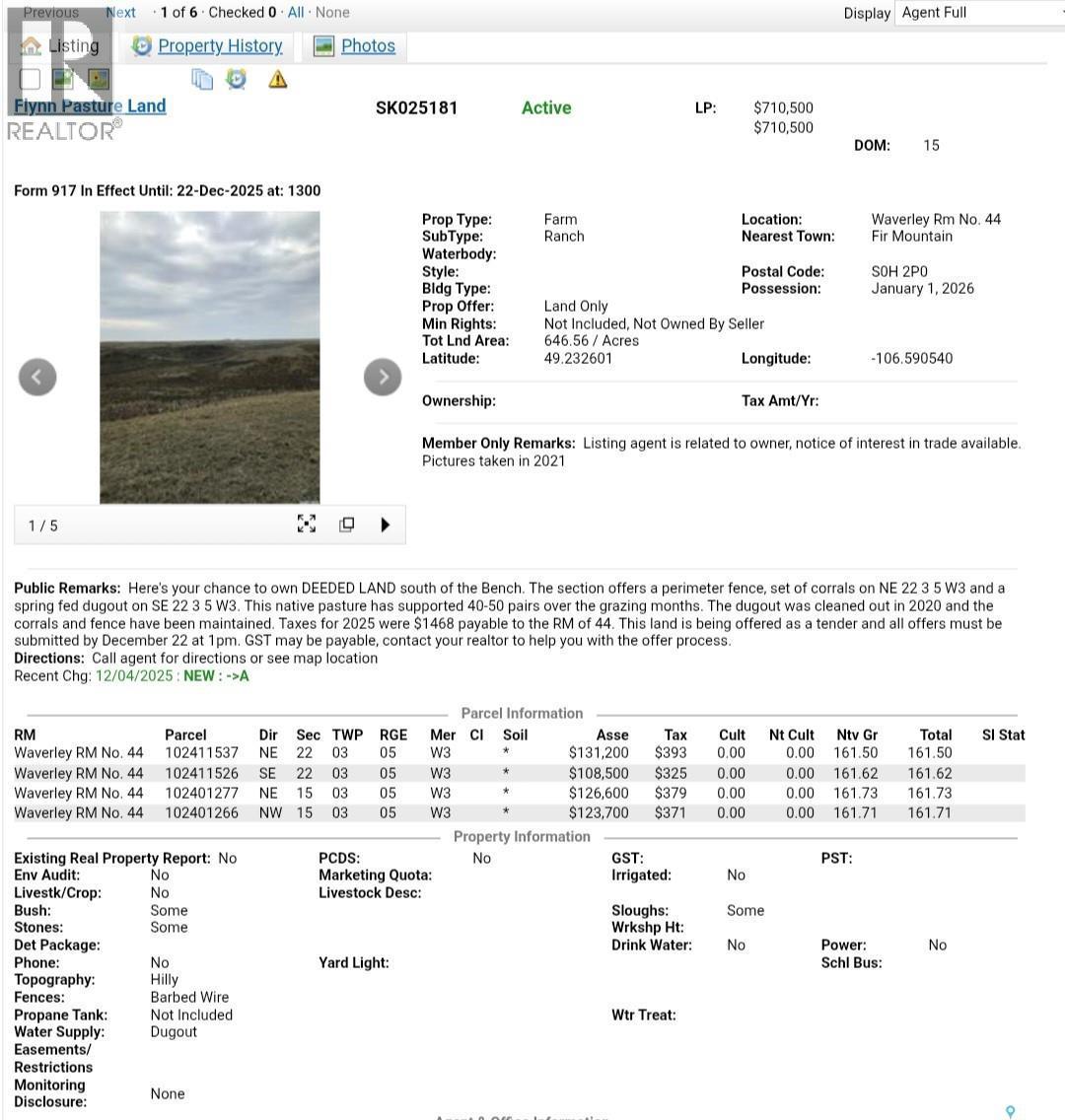 Flynn Pasture Land, Waverley Rm No. 44, SK