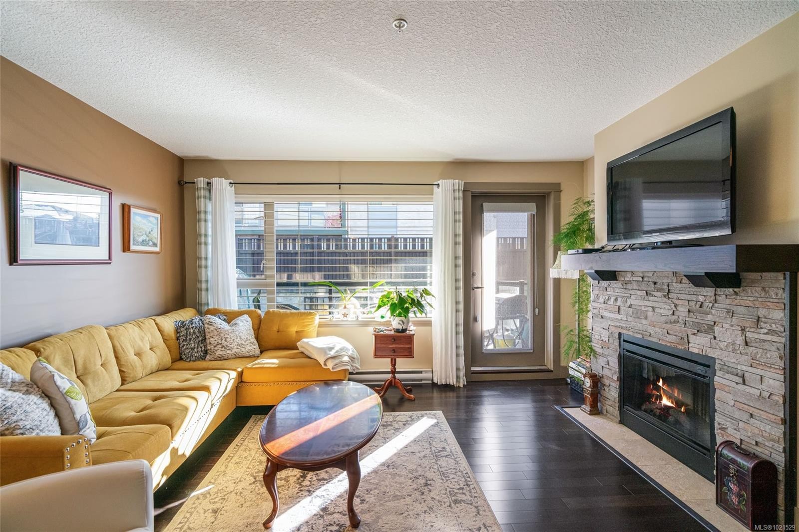 208-257 Moilliet St South, Parksville, BC - Indoor Photo Showing Living Room With Fireplace
