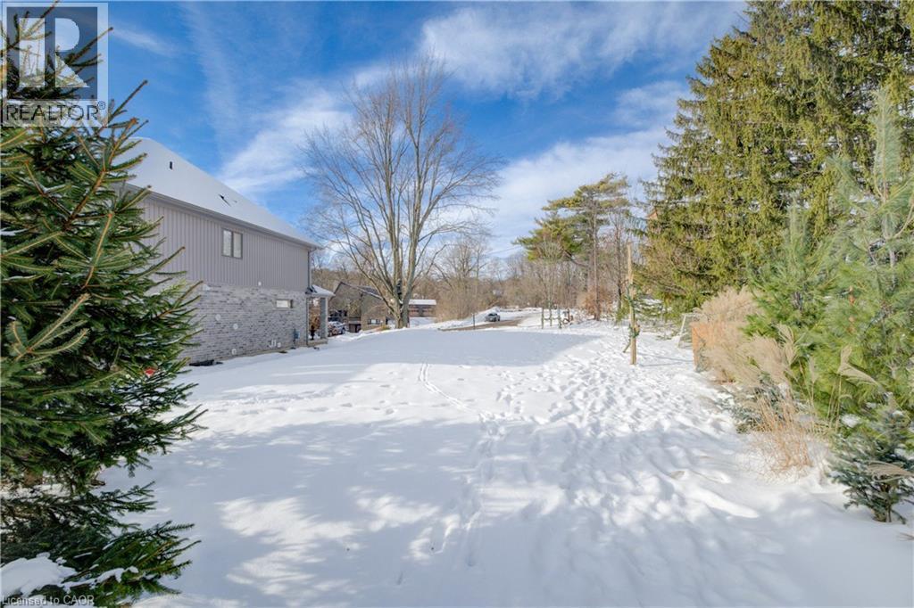 View of yard covered in snow - 54 Roos Street, Kitchener, ON