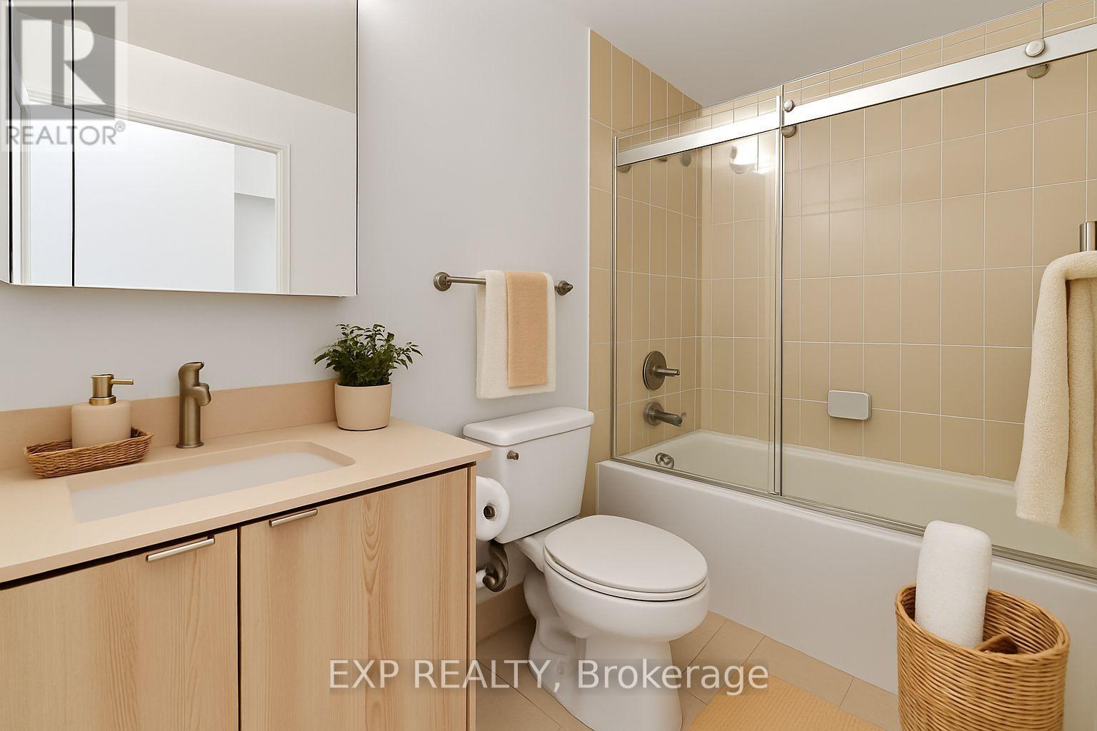 VIRTUALLY STAGED TO SHOW POSSIBILITIES - 730 - 100 Eagle Rock Way, Vaughan, ON - Indoor Photo Showing Bathroom