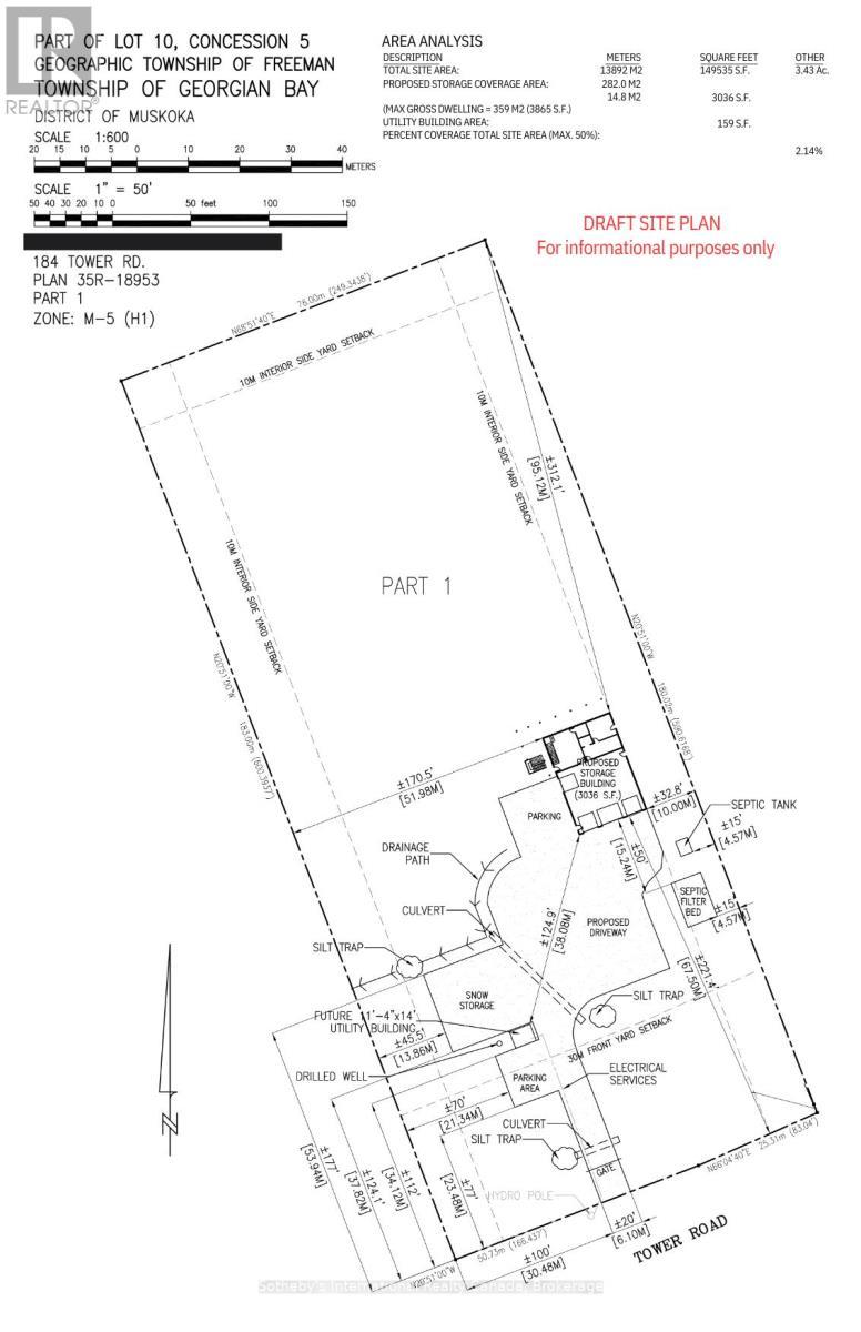Draft Site Plan - informational purposes only - 184 Tower Road, Georgian Bay (Freeman), ON