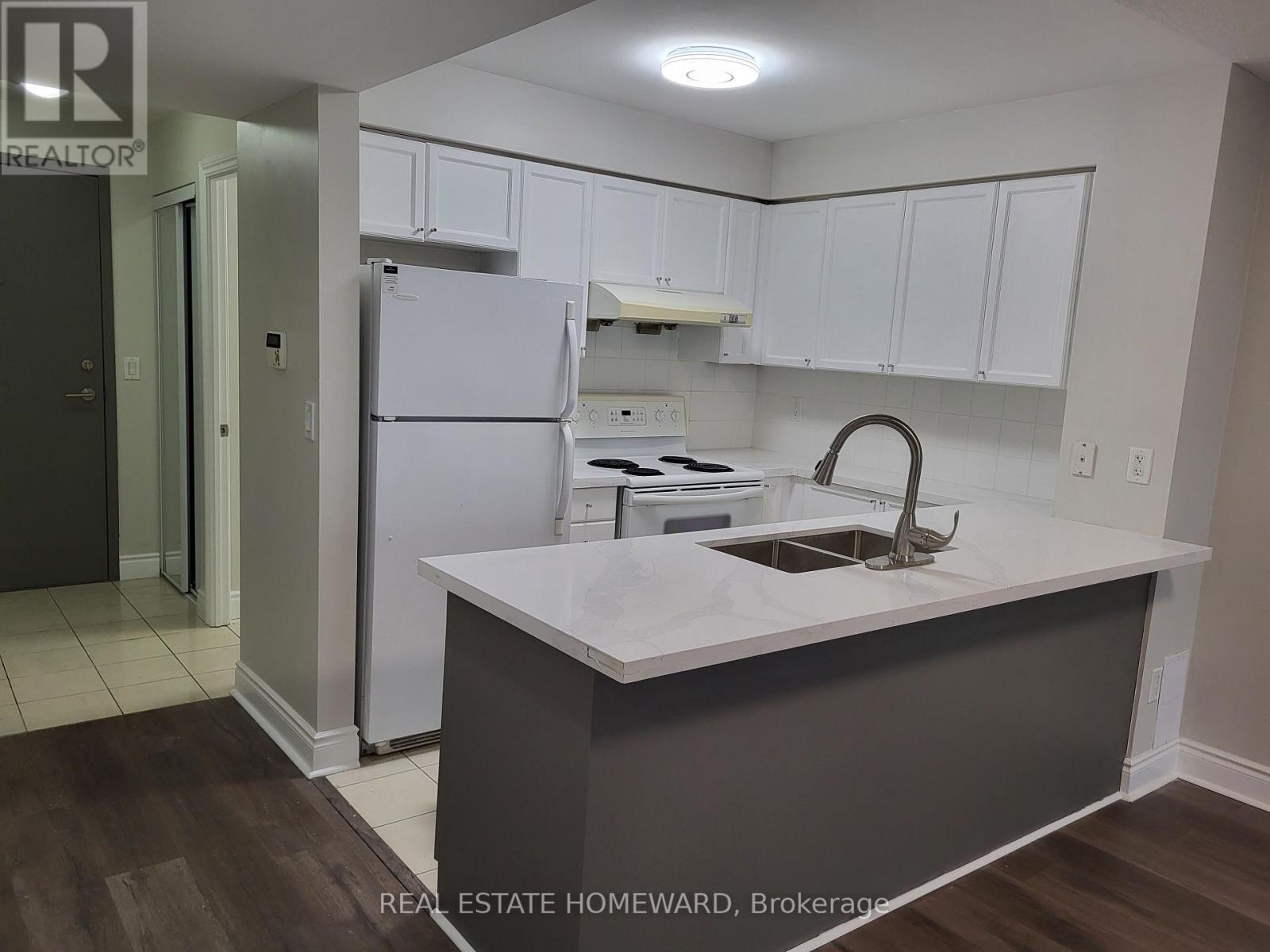 Updated Kitchen - Quartz Countertop w/ Double-Sink - 1808 - 60 Brian Harrison Way, Toronto, ON - Indoor Photo Showing Kitchen With Double Sink