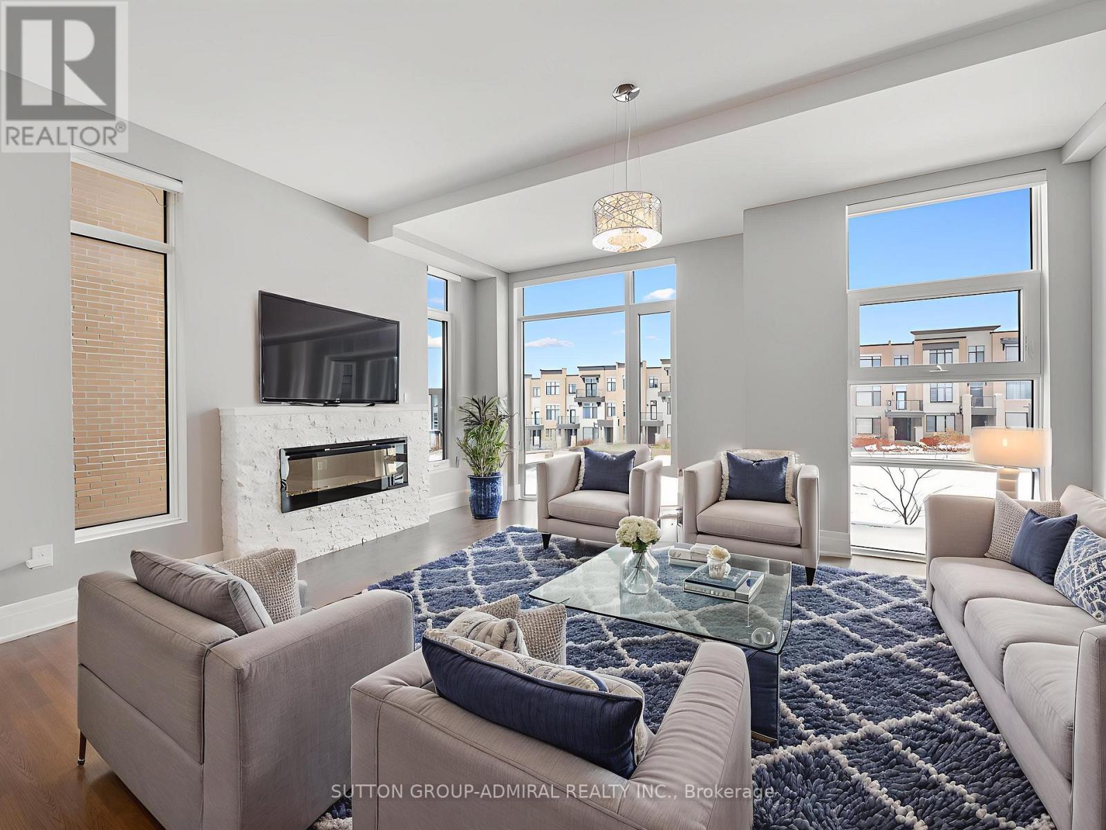 Virtually Staged Photo - 27 Adaskin Avenue, Vaughan, ON - Indoor Photo Showing Living Room With Fireplace