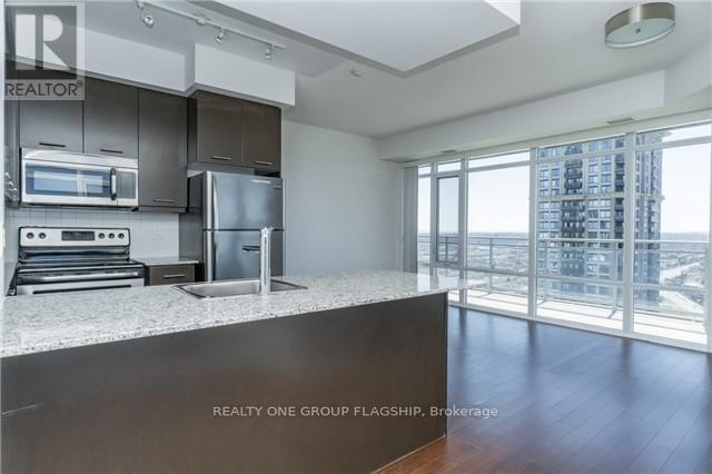 2908 - 360 Square One Drive, Mississauga, ON - Indoor Photo Showing Kitchen With Stainless Steel Kitchen With Upgraded Kitchen