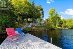 Docks at each end of waterfront -